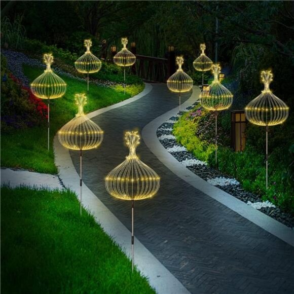 Solar Garden Lights 8 Pack, Decorative Lamps, 120 LED Solar Firework Lights - Picture 6 of 7